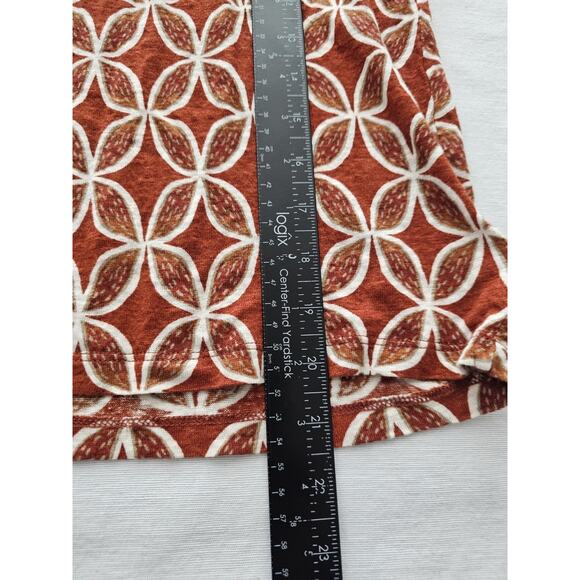 Sigrid Olsen 100% Linen M Sleeveless Top Blouse Button Detail Orange Geometric - Picture 4 of 14